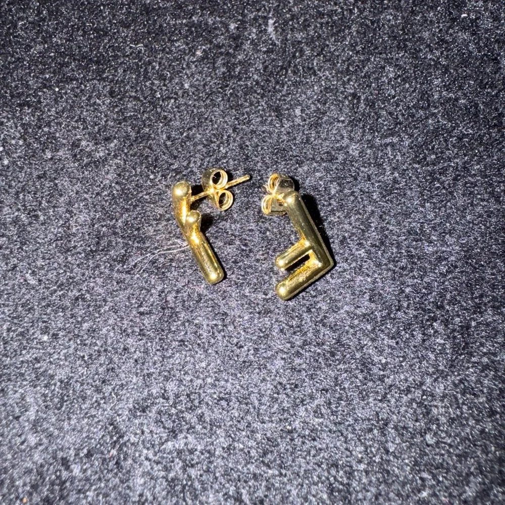 Fendi FF Gold Geometric Stud Earrings - Picture 1 of 5